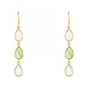 Boucles d'oreilles "Radiantea" Calcédoine Vert Laiton doré