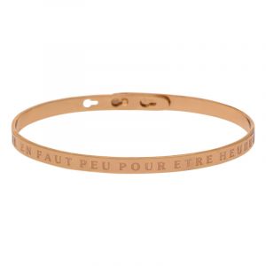Bracelet à message "Il en faut Peu Pour Etre Heureux" Laiton rosé