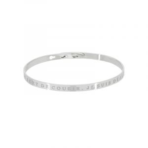 Bracelet à message "Rien ne Sert de Courir, Je suis Déjà en Retard" Laiton argenté