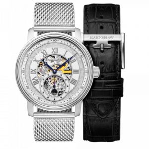 Coffret montre homme Earnshaw DOWNING ES-8119-33 automatique - cadran argenté
