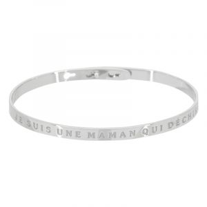 Bracelet à message "Je suis Une Maman Qui Déchire" Laiton argenté