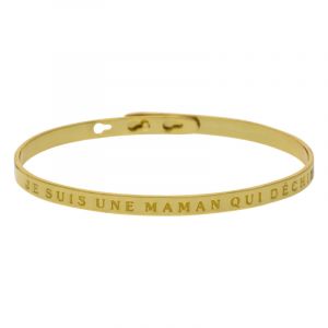 Bracelet à message "Je suis Une Maman Qui Déchire" Laiton doré