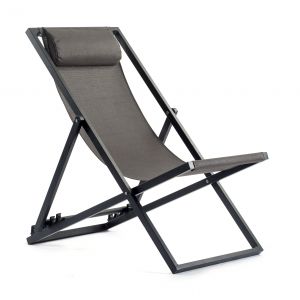 Chaise chilienne alu noir - toile chocolat x2