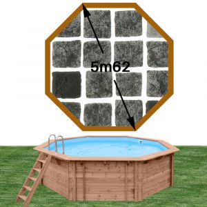 Piscine bois woodfirst original octogonale 562 x 133 cm liner persia anthracite