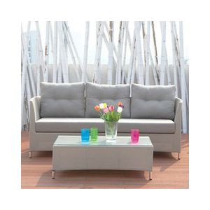 Salon bas de jardin naples en textil&egrave;ne gris perle