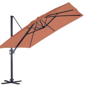 Parasol déporté luxe king - 300 x 300 cm - terracotta