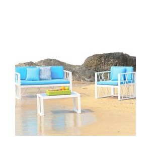 Salon bas de jardin en aluminium florence bleu