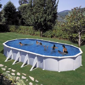 Kit piscine hors-sol atlantis acier blanc ovale 8 renforts 800 x 470 x h132 cm