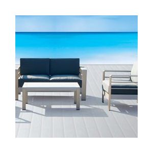 Salon bas de jardin en aluminium anodis&eacute; massa gris