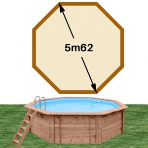 Piscine bois woodfirst original octogonale 562 x 133 cm liner sable