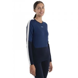 icebreaker 200 Sonebula LS Crewe - Maillot thermique laine mérinos femme Midnight Navy / Royal Navy / Snow / Cb L