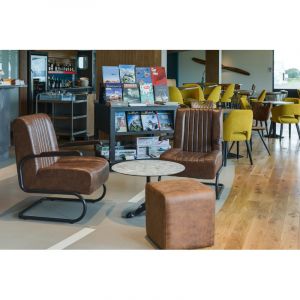 Fauteuil de restaurant en simili marron vintage Stan Marron vintage