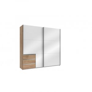 Armoire contemporaine portes coulissantes 250 cm blanc/chêne Johanesburg Blanc/chêne  Hauteur236