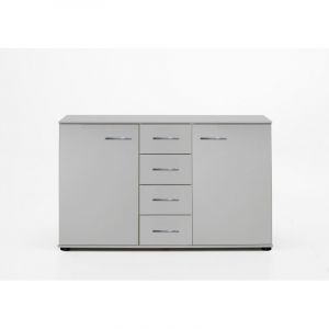 Commode contemporaine 130 cm Marlene Blanc, chêne clair