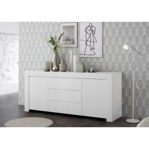 Buffet/bahut moderne 184 cm blanc mat Charlie Blanc laqué mat