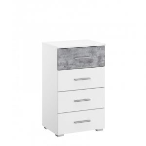 Chiffonnier contemporain 47 cm Penny Blanc/béton ou gris/béton