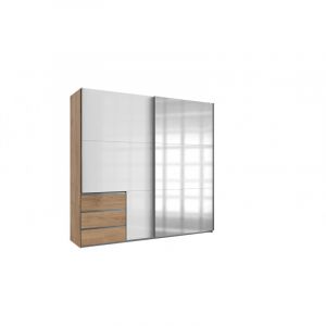 Armoire contemporaine portes coulissantes 250 cm blanc/chêne Johanesburg Blanc/chêne  Hauteur216