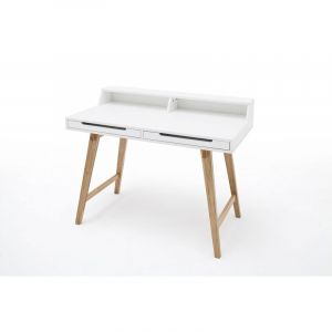 Bureau droit scandinave blanc/ch&ecirc;ne Tiffany Blanc