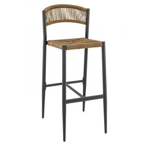 Tabouret de restaurant pour terrasse en rotin tressé Armisty Paille