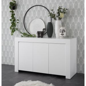 Buffet/bahut moderne 138 cm blanc mat Charlie Blanc laqué mat