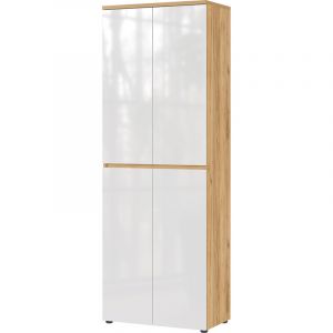 Armoire d'entrée moderne 70 cm chêne/blanc laqué Cornelia Chêne/blanc laqué