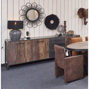 Buffet/bahut industriel 3 portes/3 tiroirs Elixir Marron clair