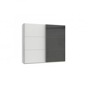 Armoire contemporaine portes coulissantes 250 cm blanc/verre gris Rotterdam Gris/blanc  Hauteur216