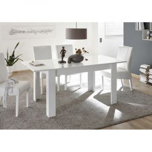 Table de salle &agrave; manger moderne laqu&eacute;e blanc brillant Milenor Blanc laqu&eacute; brillant  137-185x79x90 cm