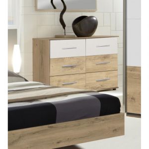 Commode contemporaine 130 cm chêne/blanc Marvine Chêne/blanc