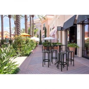 Tabouret de bistrot empilable d'ext&eacute;rieur en fibre de verre Penny (lot de 4) Noir