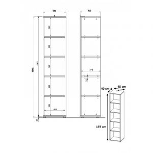 Etagère de bureau H 197 cm Hacienda Rouge  Largeur45