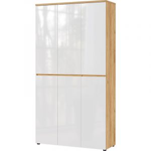 Armoire d'entrée moderne 105 cm chêne/blanc laqué Cornelia Chêne/blanc laqué