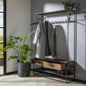 Vestiaire industriel en métal noir et bois Orion Noir