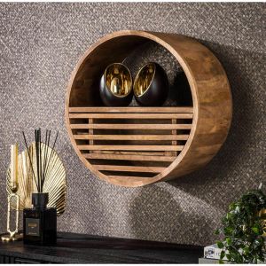 Etag&egrave;re murale ronde &Oslash; 50 cm en bois de manguier massif naturel Twister Naturel