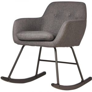 Fauteuil rocking chair moderne en tissu Edelweiss Gris foncé ou gris clair