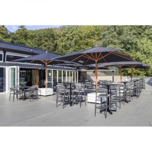 Tabouret de restaurant pour terrasse en rotin tressé Armisty Anthracite