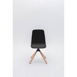 Chaise de réunion scandinave avec piétement en étoile en bois Hélène Noir