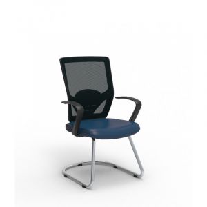 Chaise de réunion contemporaine métal chromé et PU Hawai Bleu