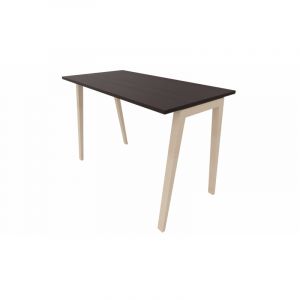 Table haute de réunion avec piétement en hêtre massif Erika Graphite, blanc, gris, hêtre, chêne moyen, poirier, wengé, acacia clair, acacia foncé, chêne veiné ou chêne grisé