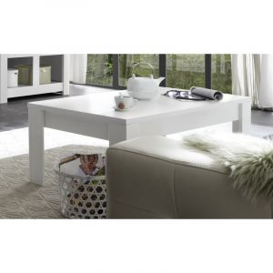 Table basse rectangulaire moderne blanc mat Charlie Blanc laqué mat