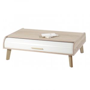 Table basse scandinave Vicky Chêne, blanc, blanc/gris - piétement blanc ou chêne