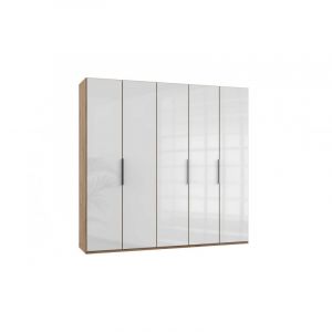 Armoire adulte contemporaine portes battantes 250 cm Johanesburg Ch&ecirc;ne/blanc  Hauteur236