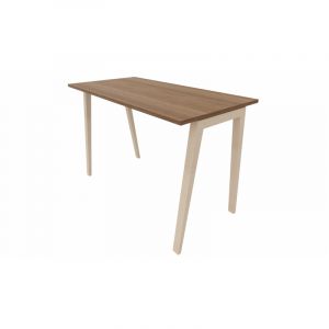 Table haute de réunion avec piétement en hêtre massif Erika Graphite, blanc, gris, hêtre, chêne moyen, poirier, wengé, acacia clair, acacia foncé, chêne veiné ou chêne grisé