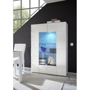 Vitrine moderne laquée blanc brillant Milenor Blanc laqué brillant