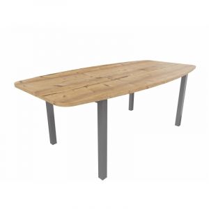 Table tonneau de réunion pieds métal Skyline Blanc, gris, argile, hêtre, nebraska, chêne fil, timber ou cèdre  200x72x100 cm