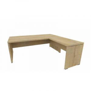 Bureau d'angle r&eacute;versible pieds panneaux profondeur 100 cm Benoit Blanc, acacia clair, acacia fonc&eacute;, ch&ecirc;ne vein&eacute;, ch&ecirc;ne gris&eacute; ou noir