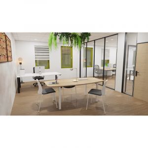 Table de réunion tonneau Skyline Blanc, gris, argile, hêtre, nebraska, chêne fil, timber ou cèdre  200x72x100 cm