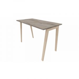 Table haute de réunion avec piétement en hêtre massif Erika Graphite, blanc, gris, hêtre, chêne moyen, poirier, wengé, acacia clair, acacia foncé, chêne veiné ou chêne grisé