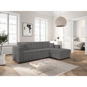 Canap&eacute; d'angle convertible moderne en tissu boucl&eacute; Catimini Gris, taupe, blanc et vieux rose