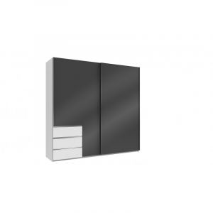 Armoire contemporaine portes coulissantes 250 cm blanc/verre gris Rotterdam I Gris  Hauteur236